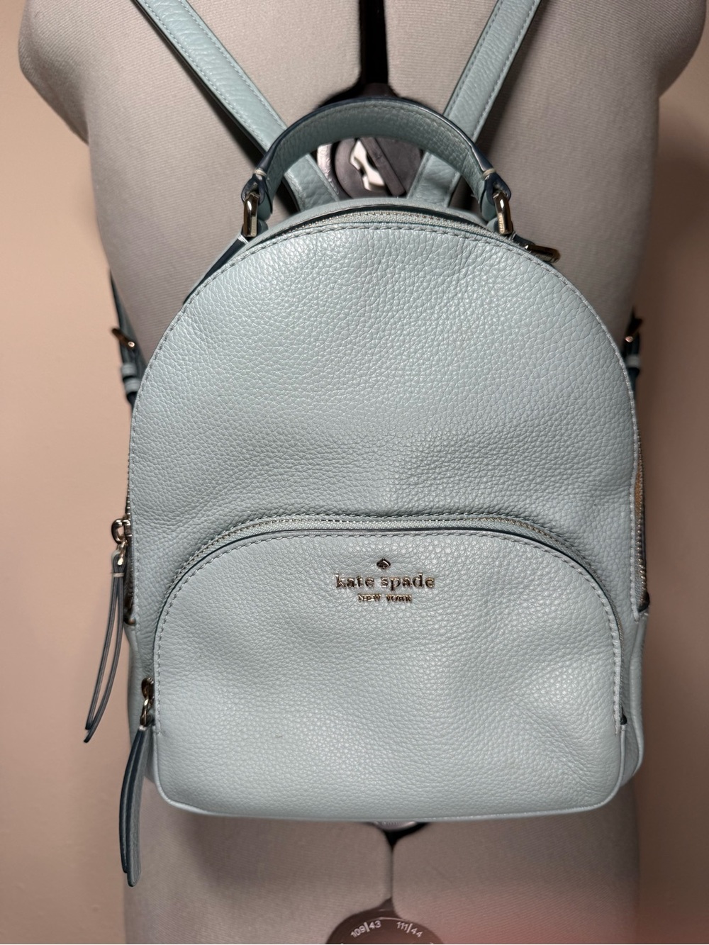 kate spade Aqua Pebbled Leather Mini Backpack with Silver Hardware